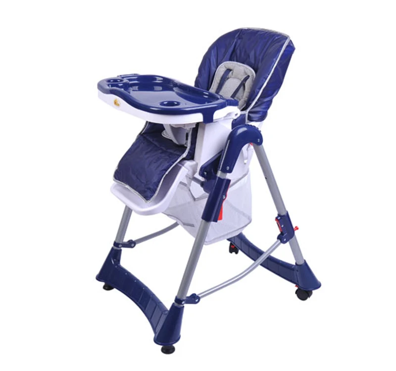 CHAISE HAUTE DE BEBE MULTIFONCTIONNELLE POUR ENFANTS BEBES GRAND CONFORT MARINE BLEU GRIS NEUF 56