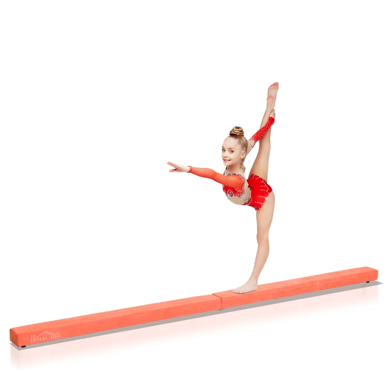 Homcom Poutre de Gymnastique Pliable en Daim Orange 210 x 10 x 6,5 cm