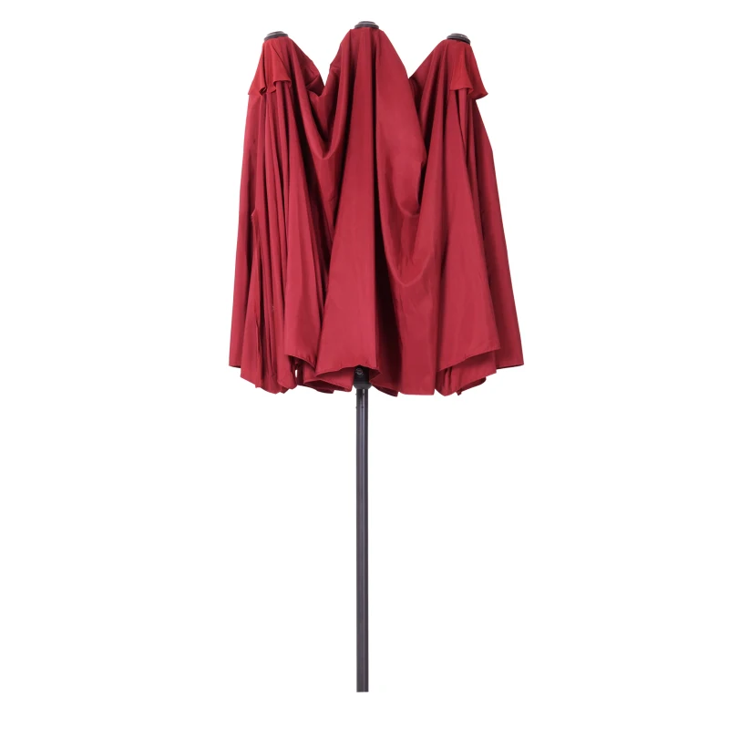 Outsunny Parasol de Jardin xxL en Métal Rouge xxL 460 x 270 x 240 cm