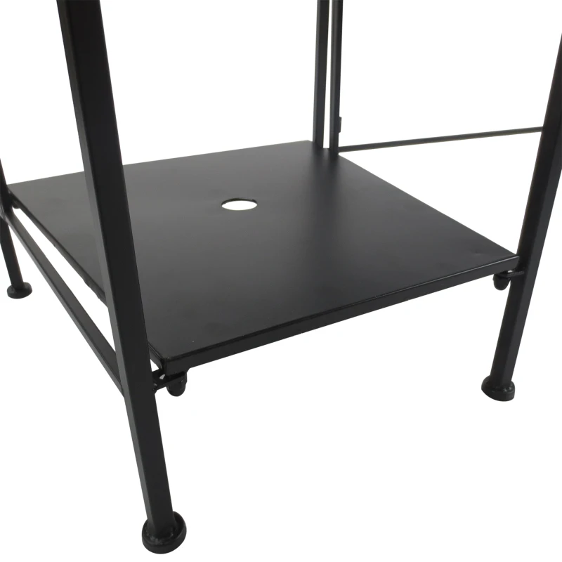 Outsunny Salon de jardin 2 pers. 3 pièces ensemble bistro style fer forgé 2 fauteuils + table basse insert parasol métal époxy anticorrosion noir