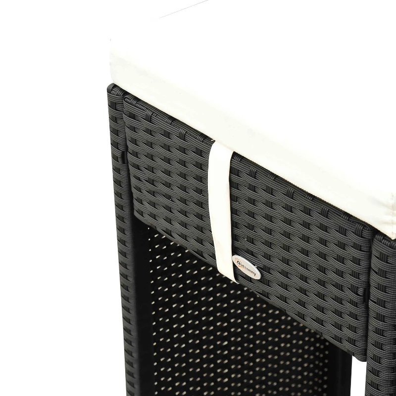 ENSEMBLE TABLE DE BAR + 6 TABOURETS SALON JARDIN RESINE ROTIN TRESSE AVEC COUSSINS NEUF 34