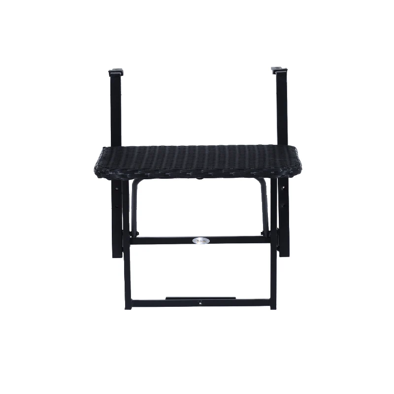Outsunny Table suspendue pour balcon 58L x 55l cm hauteur réglable et pliable résine tressée 4 fils imitation rotin noir