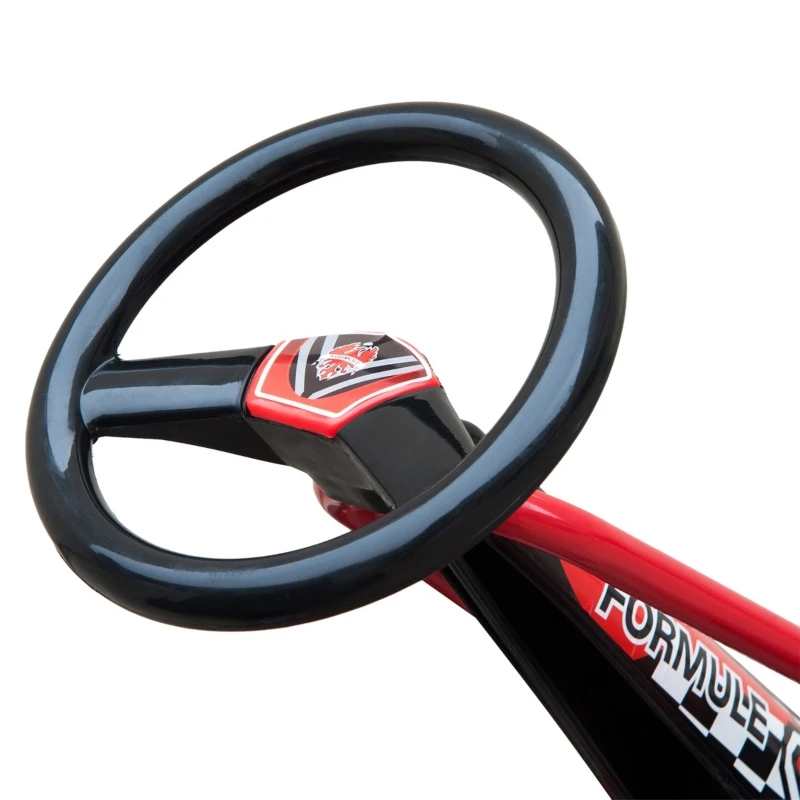 HOMCOM Vélo et véhicule pour Enfants Kart à pédales siège réglable, Roues gonflables et Frein à Main Acier Plastique Rouge et Noir