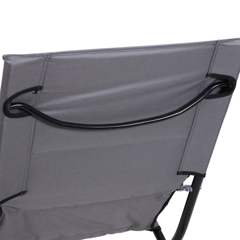 Outsunny Fauteuil de jardin camping pliable dim. 86L x 61l x 94H cm métal époxy anticorrosion noir tissu oxford gris