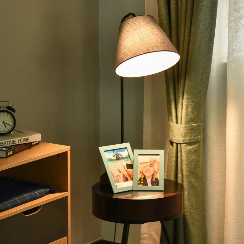 HOMCOM Table de nuit lampadaire table d'appoint lampadaire design contemporain noir marron