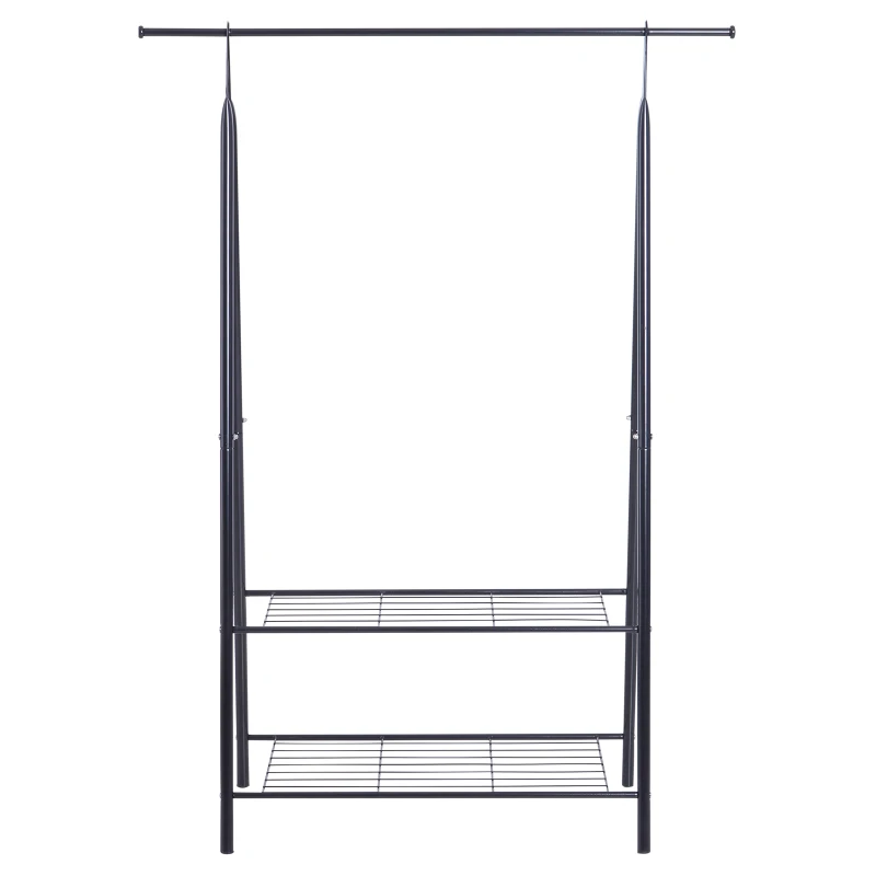 HOMCOM Portant à vêtements penderie Style Contemporain Triangulaire dim. 108L x 47l x 147H cm 2 étagères Acier Noir