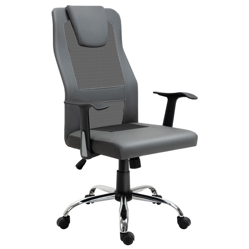 Fauteuil de bureau manager grand confort dossier ergonomique à bascule têtière hauteur assise réglable nylon revêtement synthétique gris