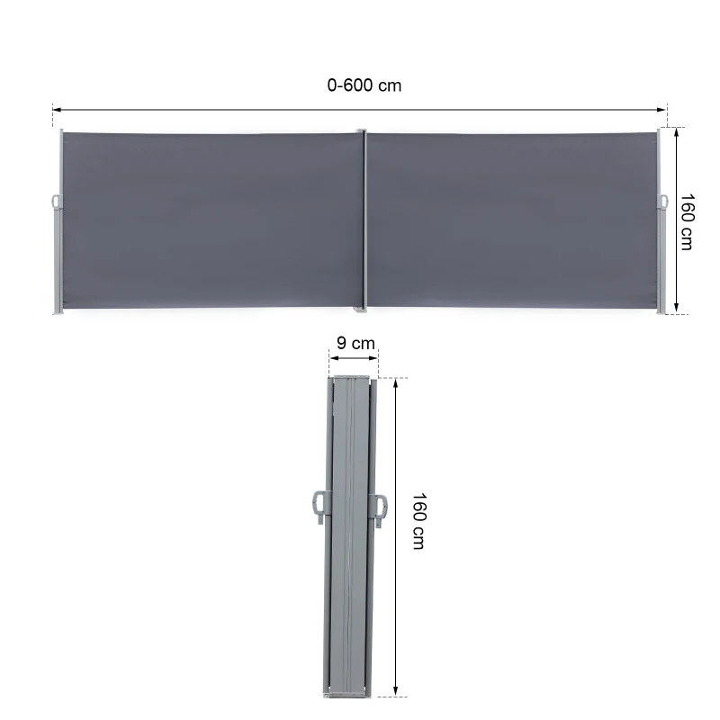 Double store latéral brise-vue rétractable alu. polyester haute densité