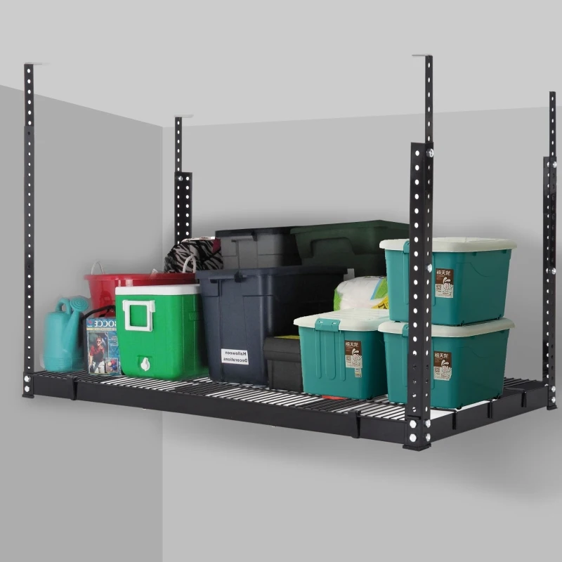 Homcom Range-Plafond Hauteur Réglable en Acier Noir 115 x 61 x 82 cm