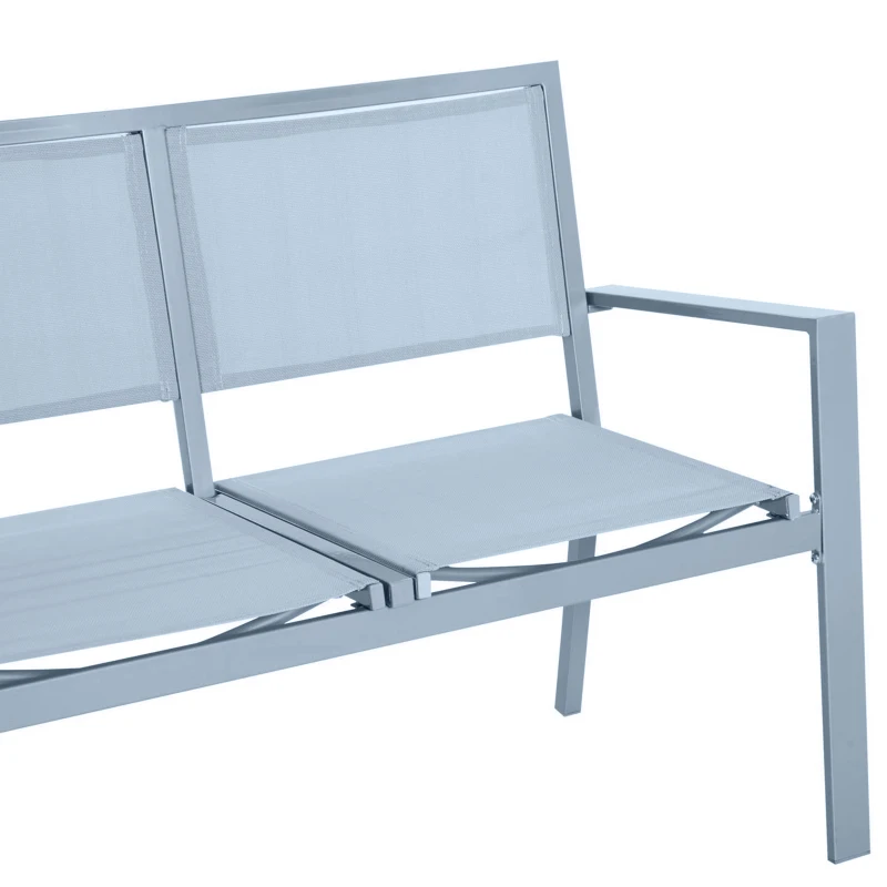 Outsunny Ensemble salon de jardin meuble de jardin 4 places en textilène 1 canapé + 2 fauteuils + 1 table casse cadre en acier gris