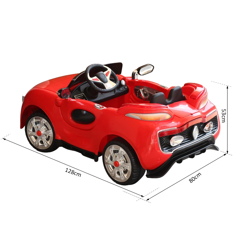 HOMCOM Voiture électrique enfant 2 places 12 V 3,5-7,5 Km/h 2 moteurs phares LED + bandes lumineuses fonction USB MP3 télécommande parentale rouge