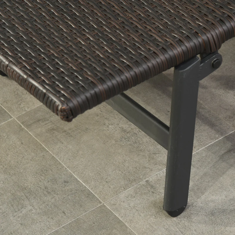 Outsunny Transat bain de soleil pliable style colonial inclinaison réglable multipositions accoudoirs roues résine tressée chocolat