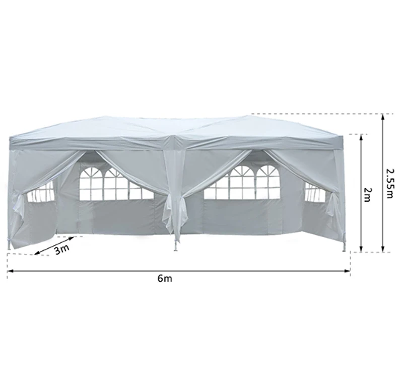 Outsunny Tente de Réception Blanche 6 x 3 x 2,55 m