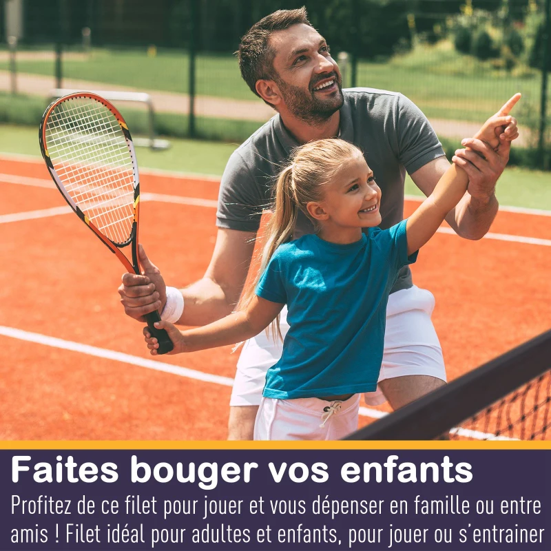 Homcom Filet de Badminton/loisirs 5 m - hauteur réglable 1,58 m max. - filet portable avec support pieds et piquets - sac de transport inclus