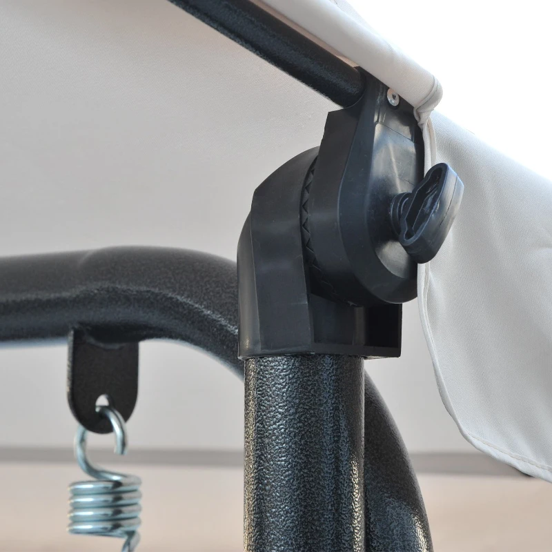 Outsunny Balancelle de Jardin Marron et Blanche 2 Sièges Séparés