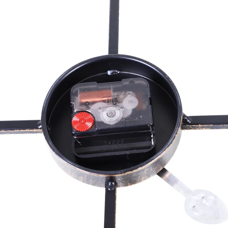 Homcom Horloge murale style vintage pendule silencieuse Ø 58,5 x 3,5H cm 2 aiguilles 12 chiffres romains métal bronze noir