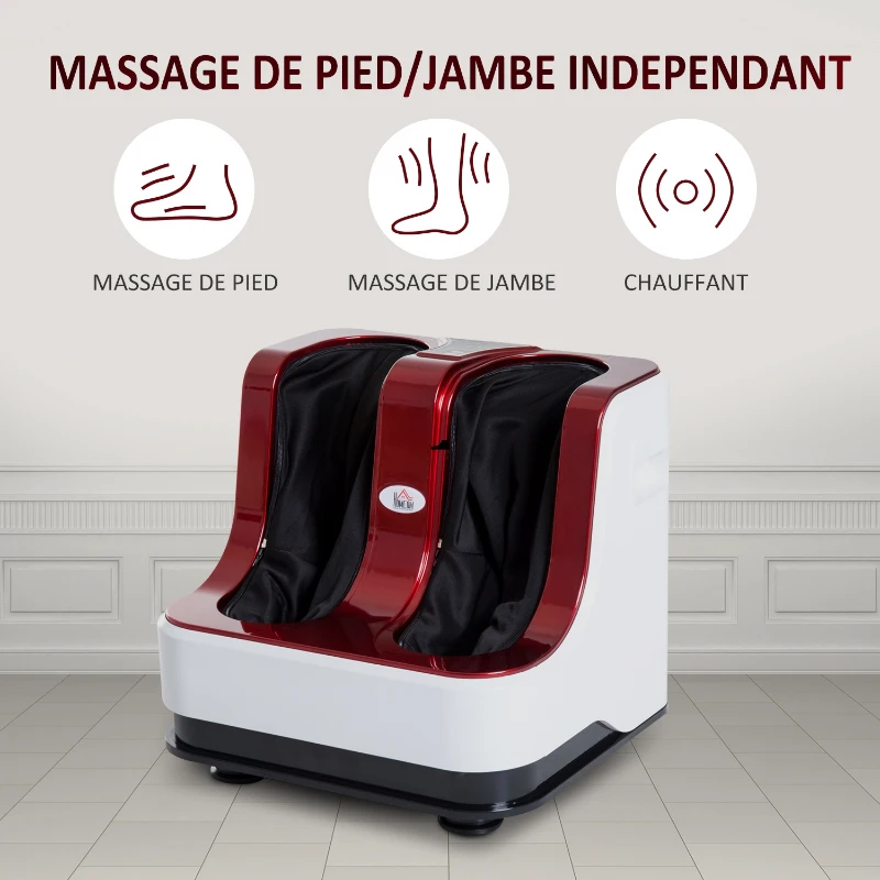 Homcom Appareil de Massage Pieds et Mollets Rouge 48 x 43 x 43 cm