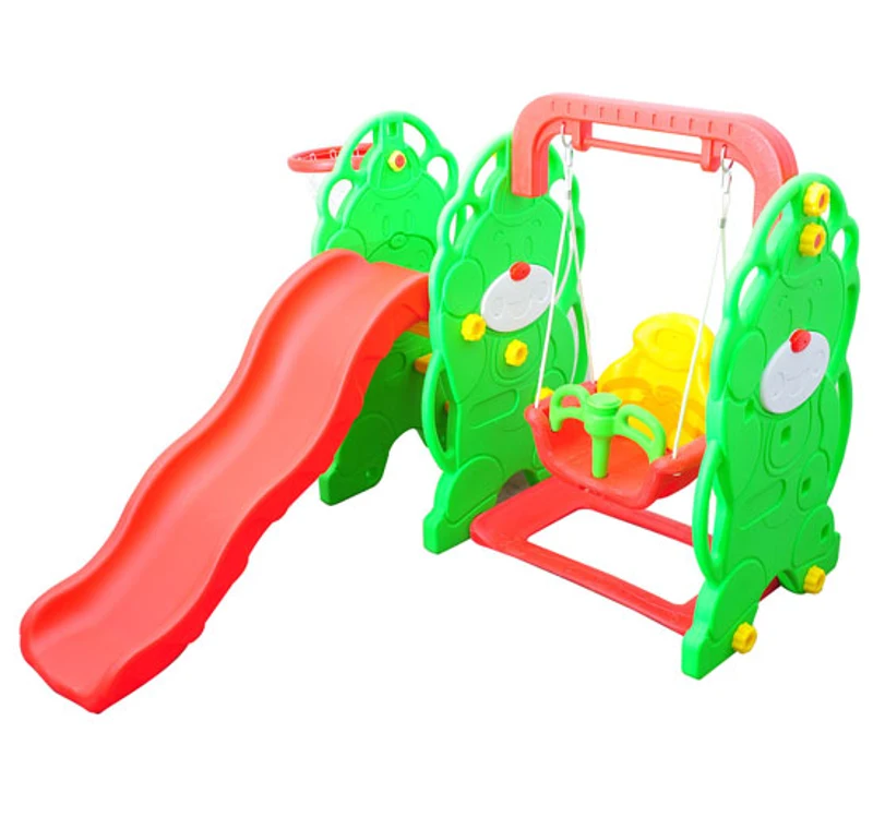 BALANCOIRE TOBOGGAN PORTIQUE DE JEUX PLEIN AIR DE JARDIN PLASTIQUE VERT ROUGE NEUF20