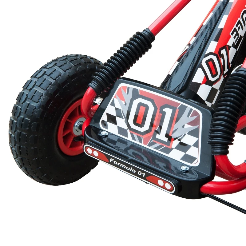 HOMCOM Vélo et véhicule pour Enfants Kart à pédales siège réglable, Roues gonflables et Frein à Main Acier Plastique Rouge et Noir