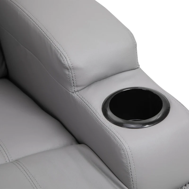 HOMCOM Fauteuil Luxe de Relaxation et Massage Chauffant Inclinaison Dossier Repose-Pied électrique revêtement synthétique Gris