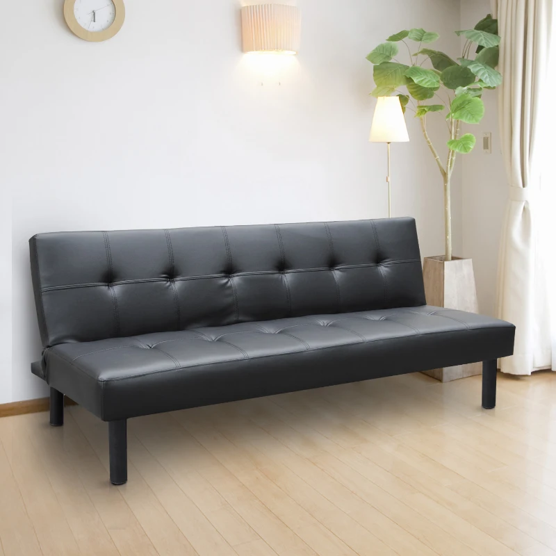 HOMCOM Canapé Convertible Noir