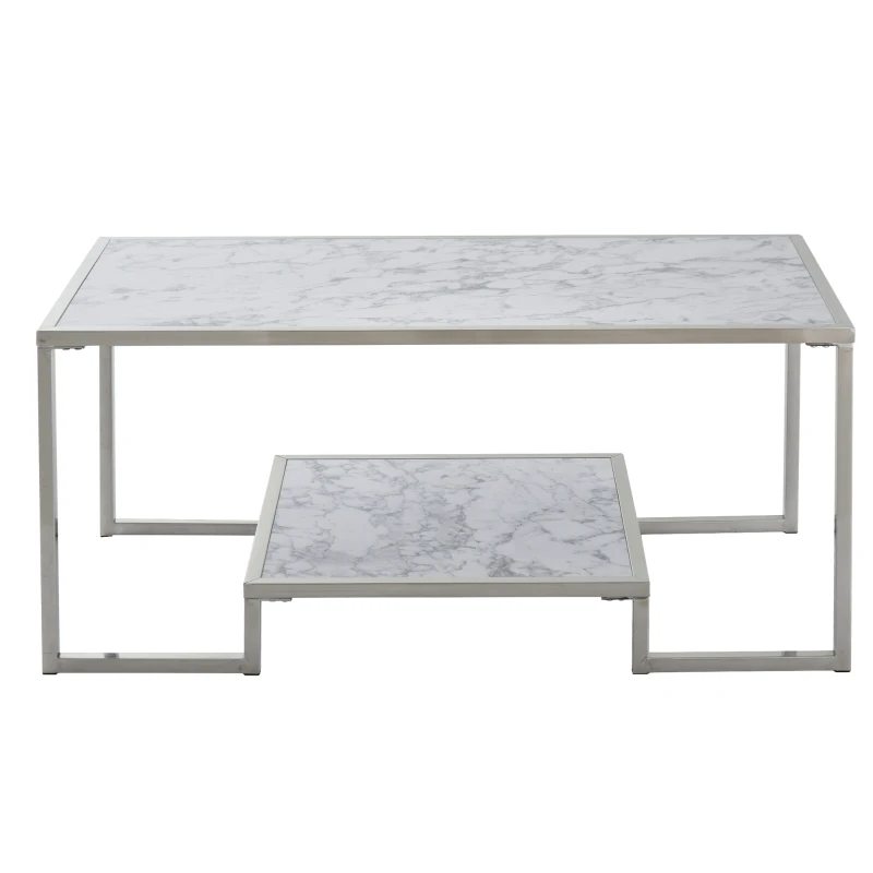 HOMCOM Table Basse Table de Salon avec 1 Étagère Supplémentaire 102 x 50,5 x 45 cm Blanc