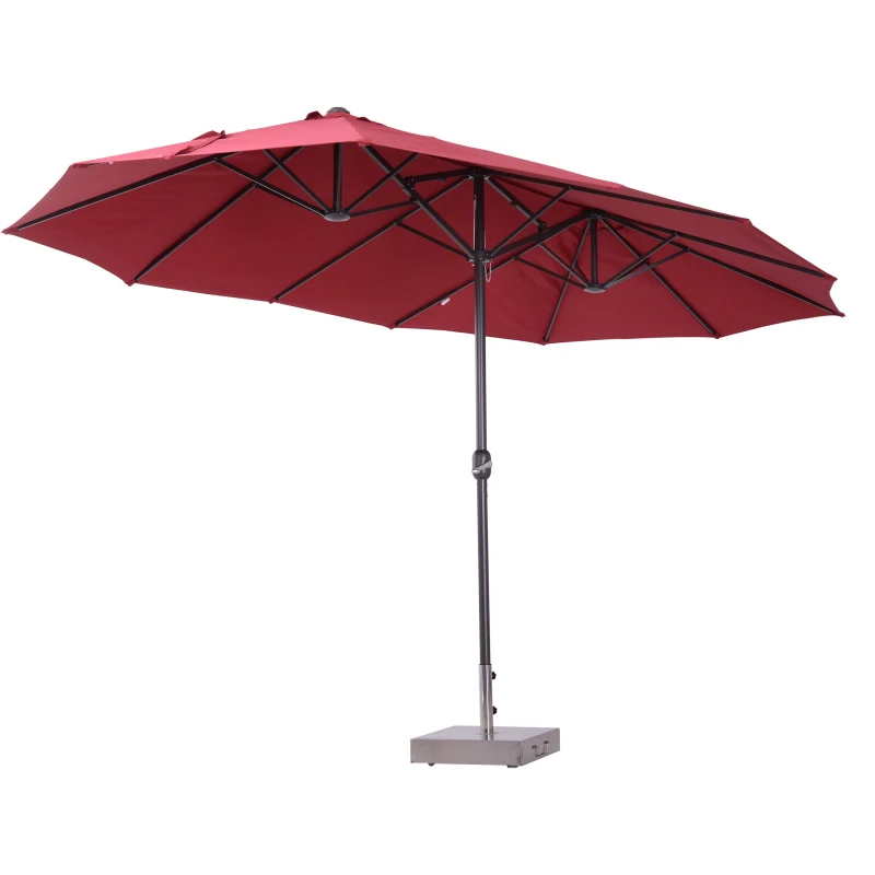 Outsunny Parasol de Jardin xxL en Métal Rouge xxL 460 x 270 x 240 cm