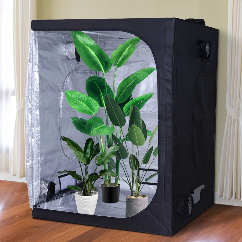 Outsunny Chambre de Culture hydroponique Tente de Culture Grow Box 1,5L x 1,5l x 2H m Polyester Mylar Noir