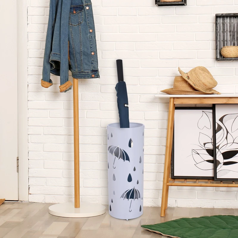 Homcom Porte-parapluies design gris clair