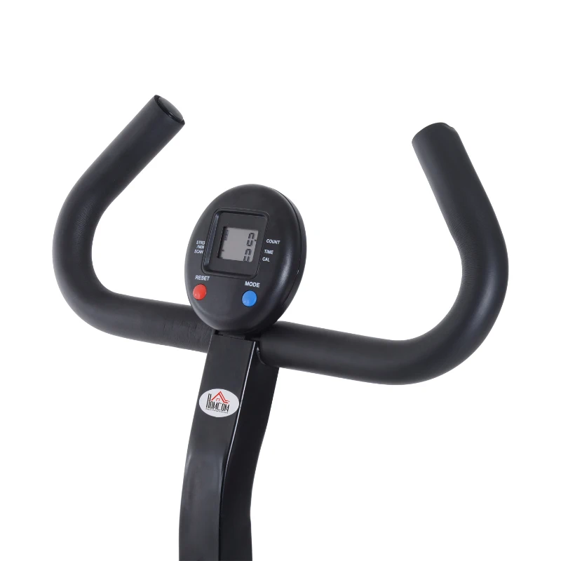 HOMCOM Appareil de Fitness Musculation Abdominaux Siège Guidon Réglable Compteur LCD 105L × 43L × 118Hcm Acier Noir