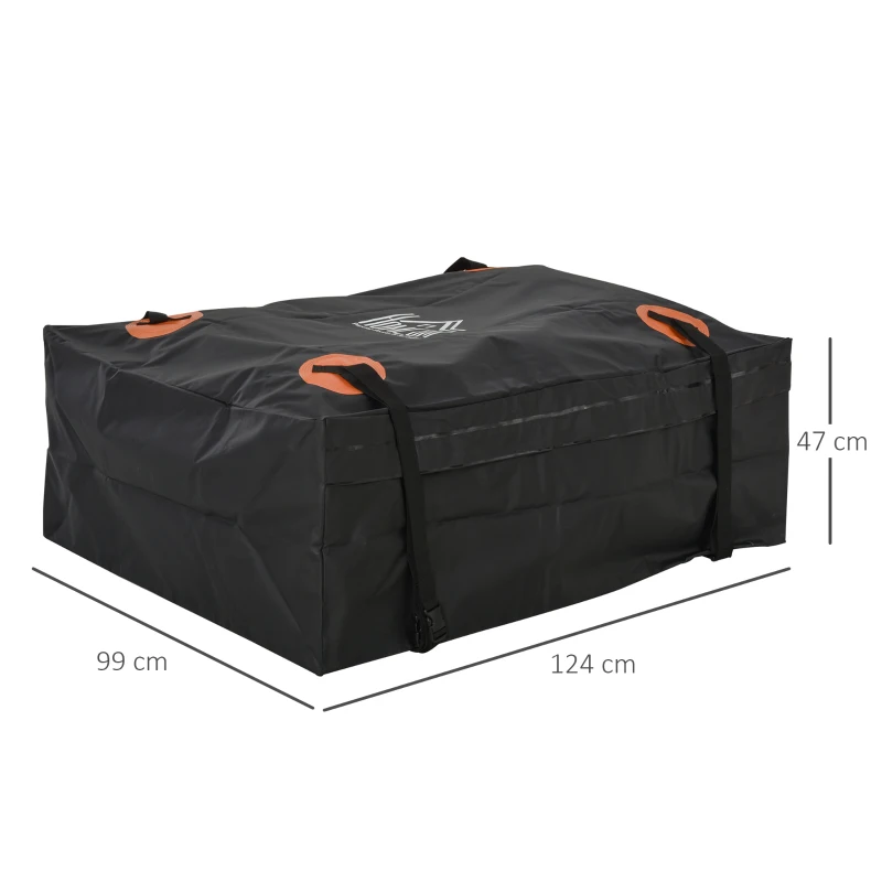 HOMCOM Sac de toit voiture pour voyage coffre de toit voiture souple 566L polyester PVC indice étanchéité 5000+ noir orange