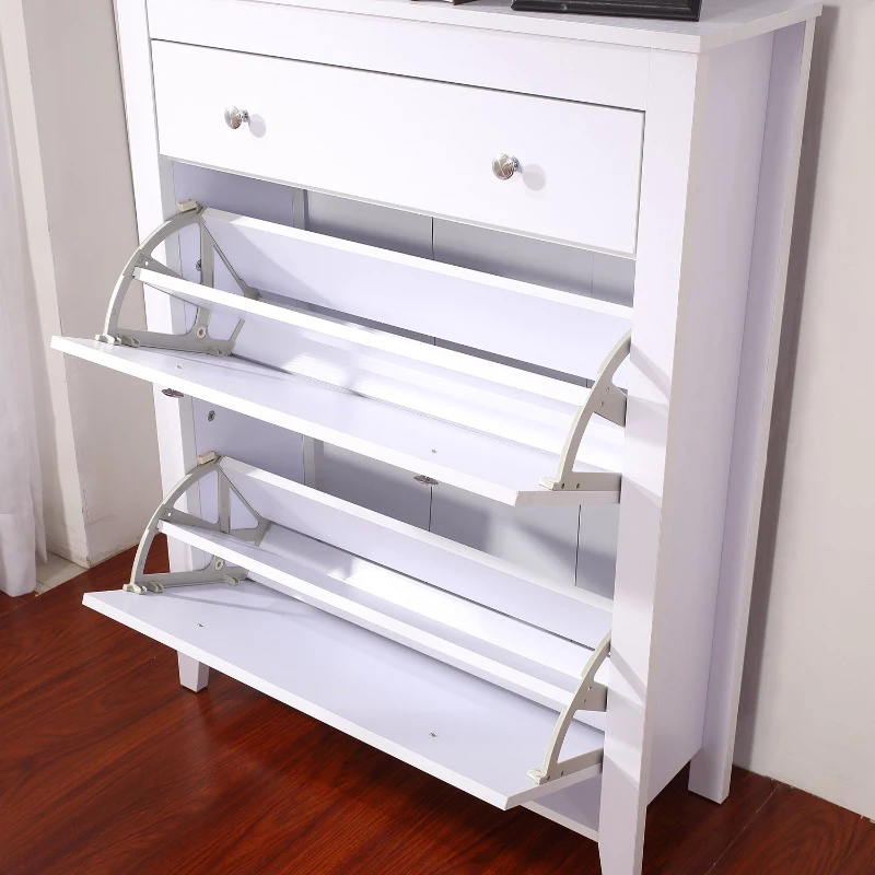 HOMCOM Armoire à chaussures meuble rangement très pratique 80L x 28l x 105H cm panneaux de particules  blanc