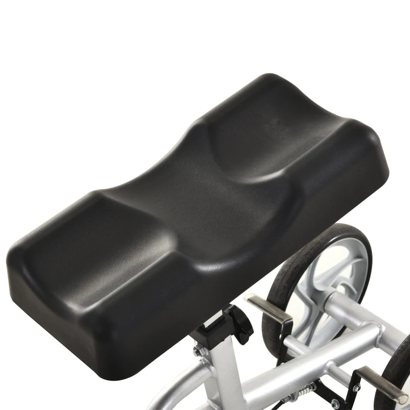 HOMCOM Déambulateur à roues - genou scooter - déambulateur avec pose-genou - guidon + pose-genou à hauteur réglable - panier rangement - freins - gris métal noir
