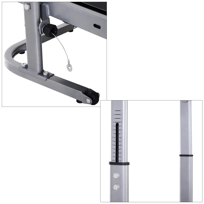 HOMCOM Tapis de course manuel pliable écran LCD multifonction 3 modes d'inclinaisons hauteur guidon réglable acier gris noir