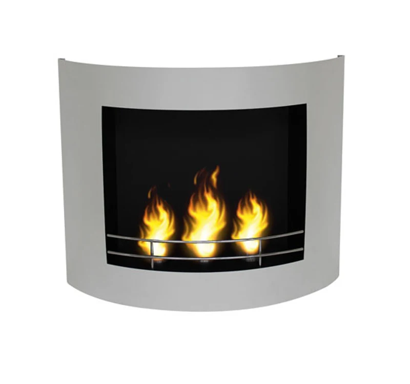 Cheminee bio ethanol murale a gel acier inoxydable 3 bruleurs design blanc neuf 27