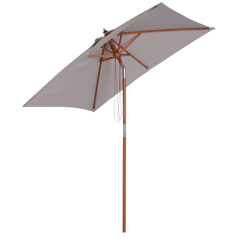 Outsunny Parasol de Jardin en Bambou Inclinable Gris Clair 2 x 1,5 x 2,3 m