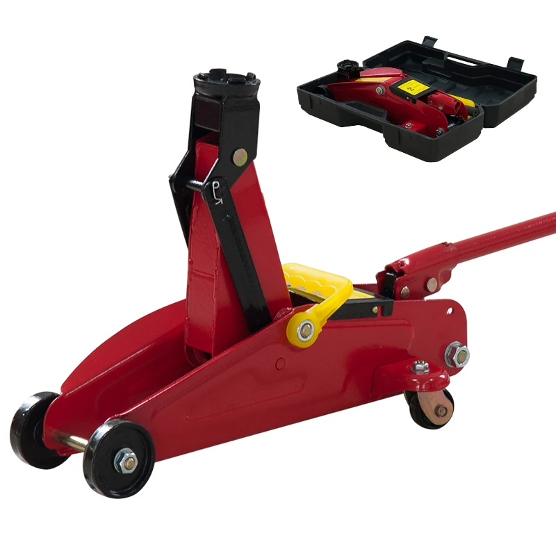 HOMCOM Cric Hydraulique à Roulette en Acier Capacité de Levage 2000KG/2T de Haute Qualité Rouge