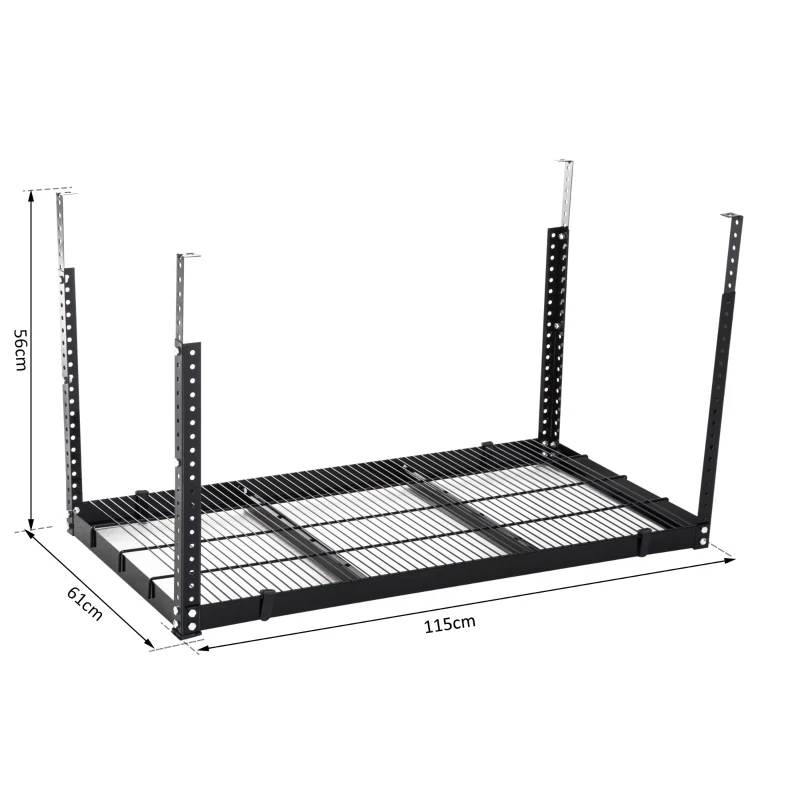 Homcom Range-Plafond Hauteur Réglable en Acier Noir 115 x 61 x 82 cm
