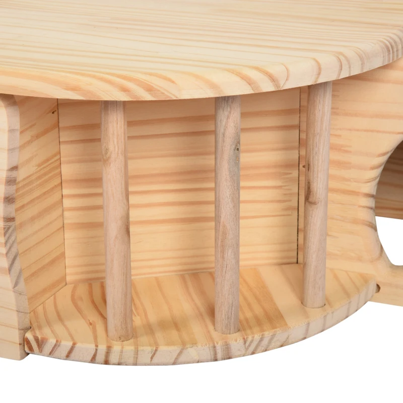 PawHut Maisonnette pour rongeurs abri pour rongeurs 2 entrées rampe et espace foin dim. 60L x 37l x 19H cm bois naturel sapin