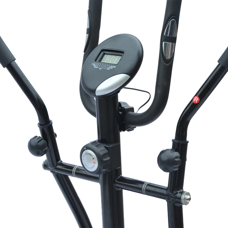 HOMCOM Vélo Elliptique Vélo d'Appartement Cardio Magnétique avec Compteur LCD Guidon Pivotant Acier Noir et Argent