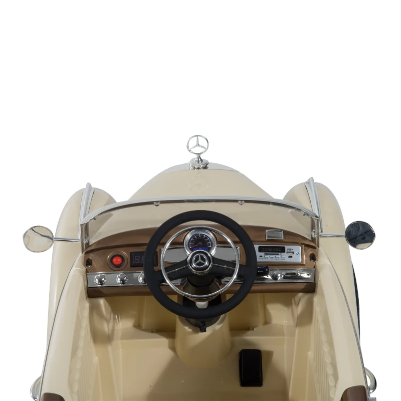 Voiture électrique pour enfant contrôle à distance télécommande/manuel Mercedes-Benz Modèle 300S pour enfant fonction Bluetooth beige 13WT