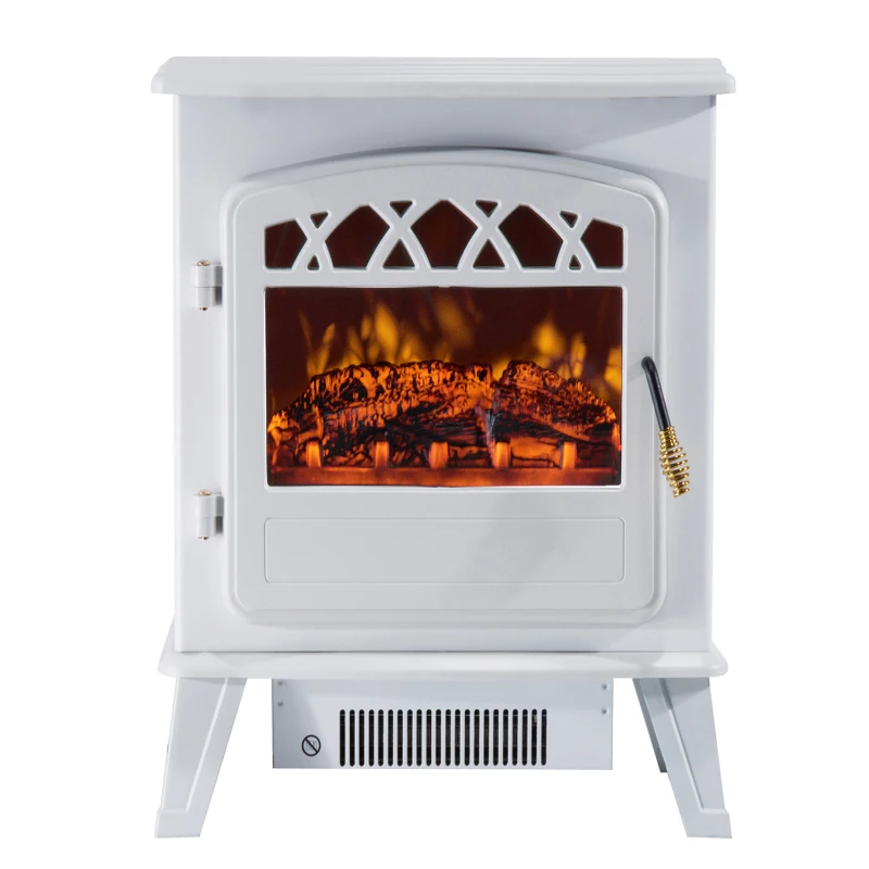 Homcom Cheminée Électrique 900-1800 W en Métal Blanc 51 x 31 x 56 cm