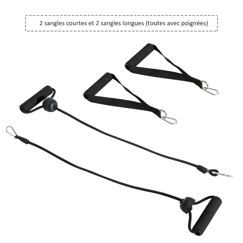 HOMCOM Station de traction musculation multifonctions chaise romaine hauteur réglable acier noir