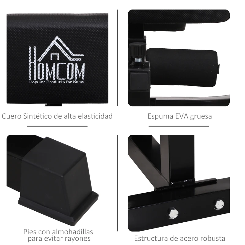 HOMCOM Máquina de Sissy Squat Equipo Multifuncional para Sentadillas Entrenamiento de Abdominales con Asiento y Cojín para Piernas Ajustables 71x108x46-58 cm Negro