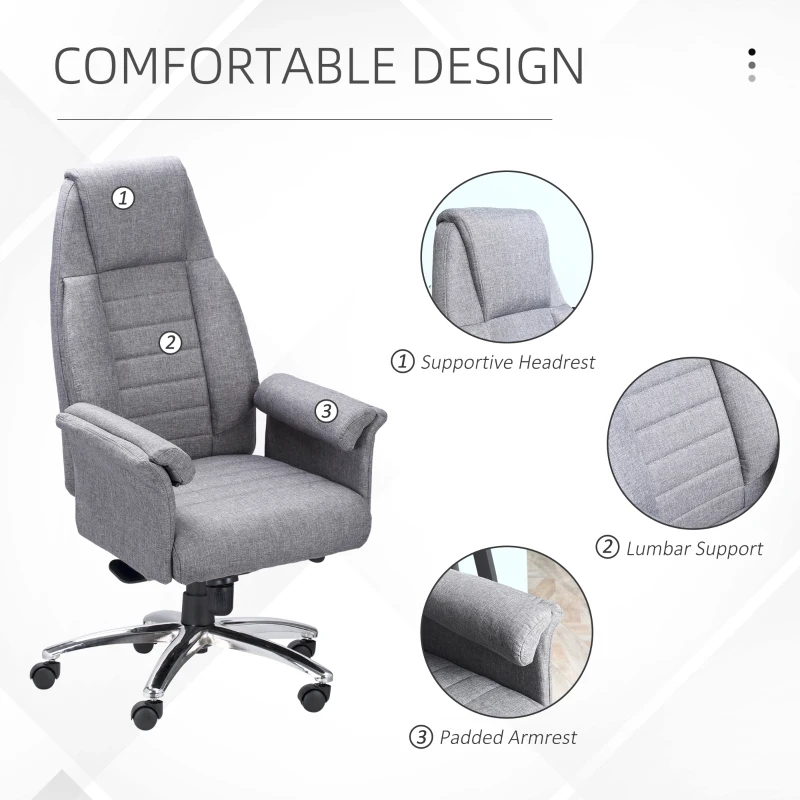 Vinsetto SOHO Style Office Chair with Reclining Grey