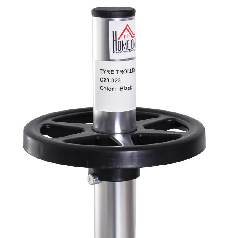 HOMCOM Professional Mobile Car Wheel Stand Tree Trolley Storage Tyre Protection 255 mm Width