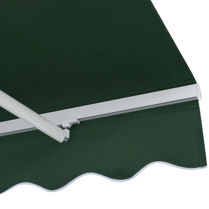 Outsunny 4M x 2.5M Garden Patio Manual Awning Canopy Sun Shade Shelter Retractable Gear Lever Winding Handle Green