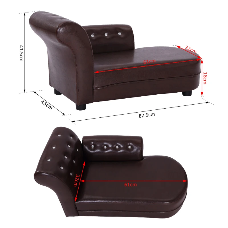 Pawhut 82.5Lx45Wx41.5H cm Pet Sofa-Brown