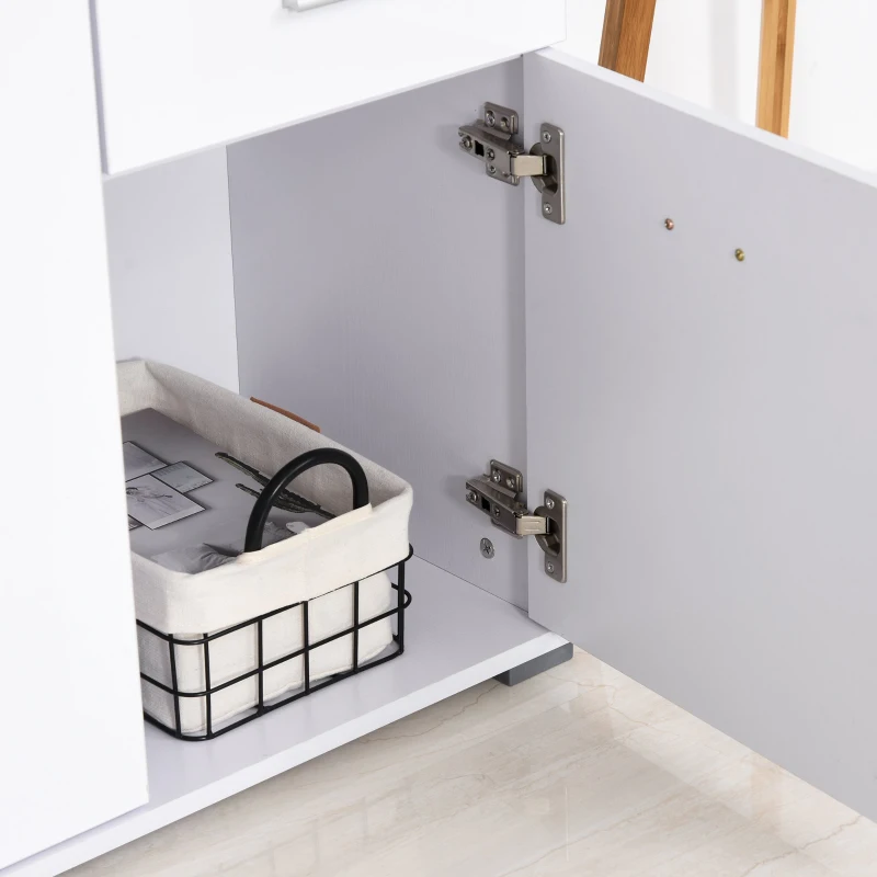 HOMCOM Modern High Gloss Sideboard Storage Cabinet Table Chest of Drawers for Bedroom Living Room Storage Furniture, White