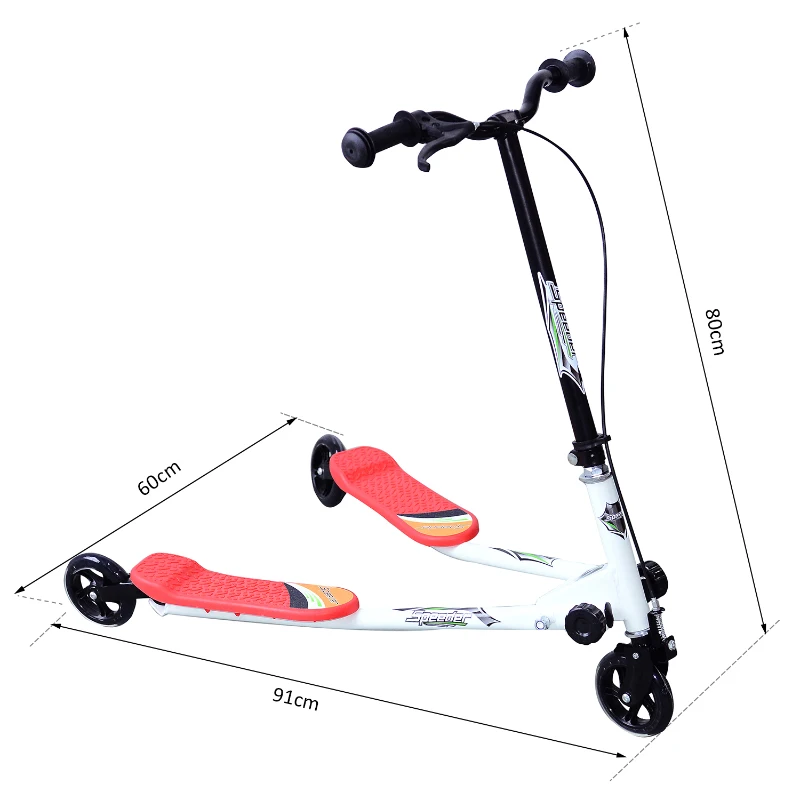 HOMCOM Outdoor Push Stunt Scooter 2 Wheels Fixed Bar 360° Street Commuter Street Push Scooter For Adult Teen Urban Scooter - Red